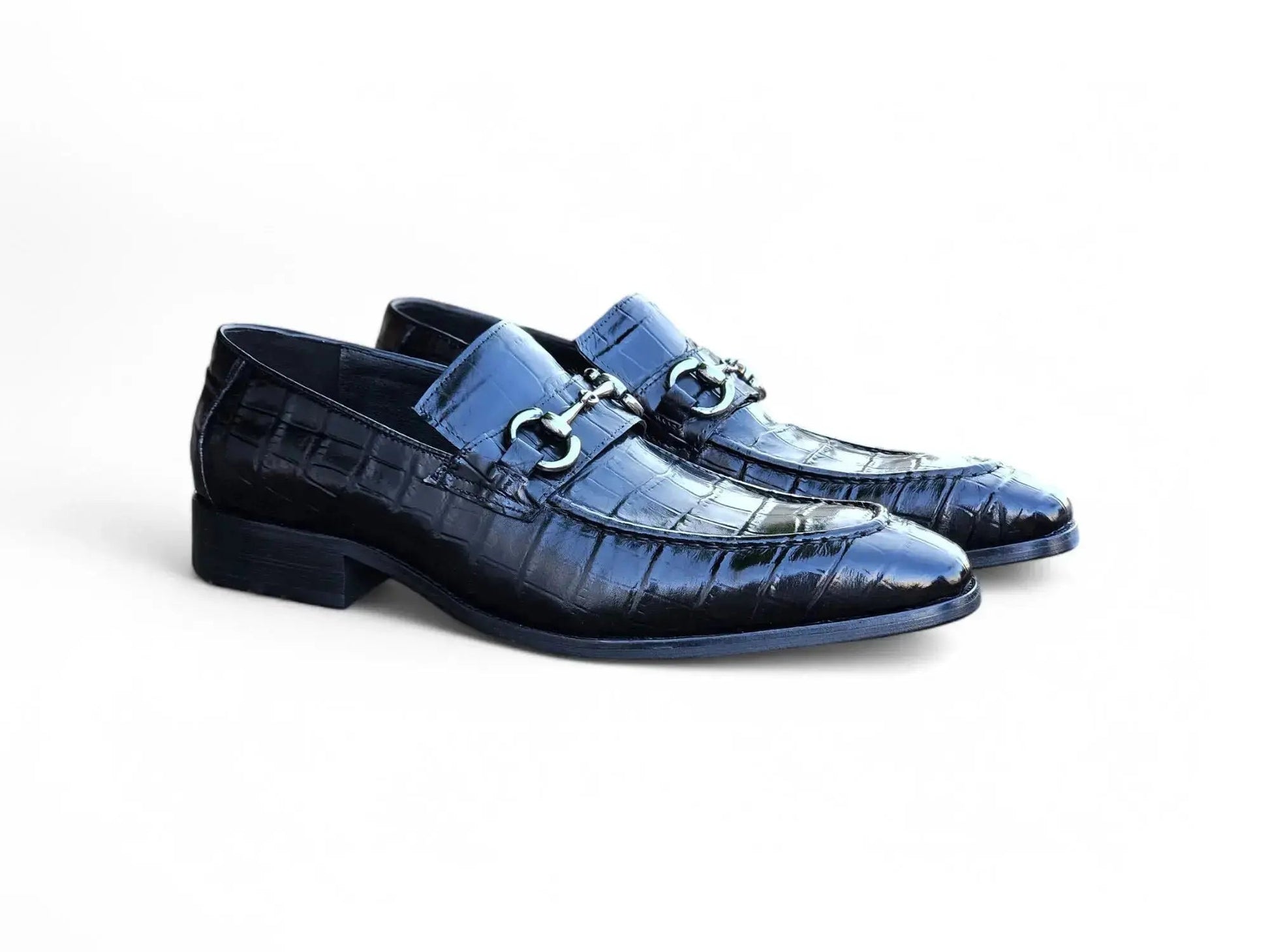 Carrucci Buckle Loafer: Gator Embossed Leather Loafer