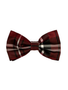 Men's Burgundy ~ Wine ~ Maroon Color ~ Wine ~ Maroon Color and Black Plaid Pattern Bowtie-Men's Neck Ties - Mens Dress Tie - Trendy Mens Ties