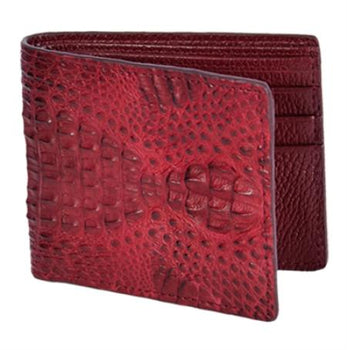 Men's Genuine Exotic Animal Skin Wallet ~ billetera ~ CARTERAS Burgundy ~ Maroon ~ Wine Color Genuine Gator Card Holder Wallet