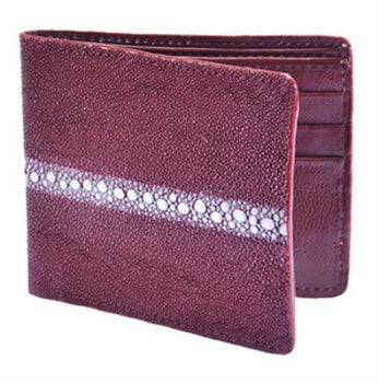 Men's Genuine Exotic Animal Skin Wallet ~ billetera ~ CARTERAS Burgundy ~ Maroon ~ Wine Color Genuine Stingray Rowstone Finish Card Holder Wallet