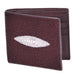 Men's Genuine Exotic Animal Skin Wallet ~ billetera ~ CARTERAS Burgundy ~ Maroon ~ Wine Color Genuine Stingray Single Stone Finish Card Holder Wallet