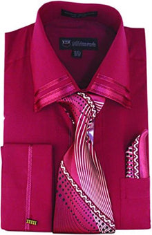 Burgundy ~ Wine ~ Maroon Color Fashion Matching Tie and Hankie Set Men's Dress Shirt