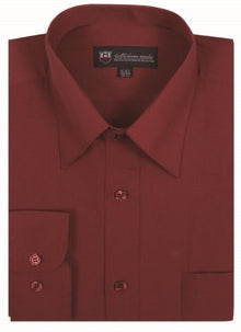 Solid Color Plain Traditional Burgundy ~ Wine ~ Maroon Color Men's Dress Shirt