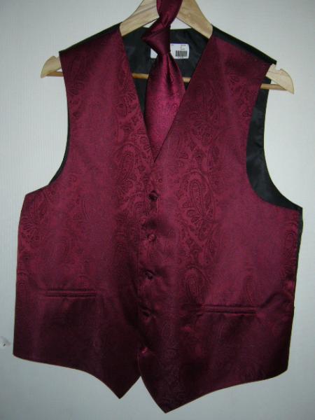 Dress Tuxedo Wedding Vest ~ Waistcoat ~ Waist coat Tie Set Red Buy 10 of same color Tie For $25 Each - Men's Neck Ties - Mens Dress Tie - Trendy Mens Ties main image 0