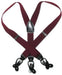 Solid Burgundy ~ Maroon ~ Wine Color Dark Red Suspenders For Men Elastic Y-Back Button Clip