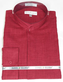 Burgundy Mandarin Long sleeve dress shirt