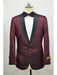 Burgundy ~ Maroon And Black  Two Toned Paisley Floral Blazer Tuxedo Dinner Jacket Fashion Sport Coat + Matching ow Tie