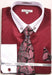 Burgundy Pin Collar Dress Shirt With Collar Bar