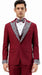 Burgundy Prom Tuxedo - Perfect Wedding Suit Vested Rhinestone Lapelled