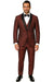 Mens Burgundy Shiny Stripe Tuxedo Jacket – Slim Fit Satin Lapel Dinner Blazer for Formal Events