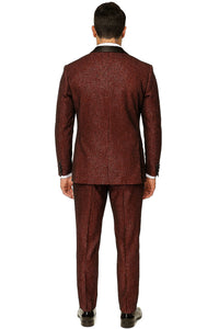 Mens Burgundy Shiny Stripe Tuxedo Jacket – Slim Fit Satin Lapel Dinner Blazer for Formal Events - Image 3