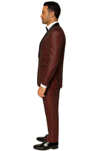 Mens Burgundy Shiny Stripe Tuxedo Jacket – Slim Fit Satin Lapel Dinner Blazer for Formal Events - Image 2