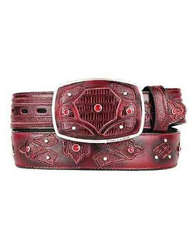 Burgundy ~ Wine ~ Maroon Color Burnished Original Lizard Teju Skin Fashion Western Belt