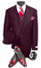 Burgundy Two Button Double Breasted 100% Percent Fabric Slanted Vest - 100% Percent Wool Fabric Suit - Worsted Wool Business Suit