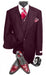 Burgundy Two Button Double Breasted 100% Percent Fabric Slanted Vest - 100% Percent Wool Fabric Suit - Worsted Wool Business Suit