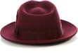 Gangster 100% Australian Wool Crushable Mens Fedora Hat - Removable Feather Gangster  Burgundy Mens Fedora Hat