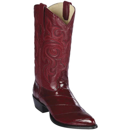 J Toe Cowboy Boots - J Toe Western Boots - Los Altos Boots - Mens Dress Cowboy Boot - Low Priced Burgundy Eel Cowboy Boots J-Toe- in  Burgundy - Image 8
