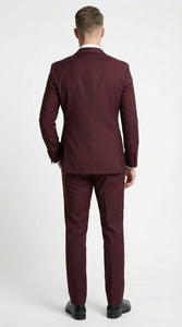 Men's Burgundy and Burgundy Shawl Lapel Tuxedo Suit | Classic Formal Wedding Prom Dinner Jacket Set - Image 4