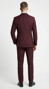 Men's Burgundy and Burgundy Shawl Lapel Tuxedo Suit | Classic Formal Wedding Prom Dinner Jacket Set - Image 4