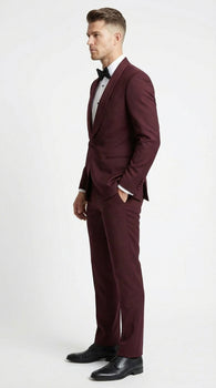 Men's Burgundy and Burgundy Shawl Lapel Tuxedo Suit | Classic Formal Wedding Prom Dinner Jacket Set - Image 5