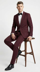 Men's Burgundy and Burgundy Shawl Lapel Tuxedo Suit | Classic Formal Wedding Prom Dinner Jacket Set - Image 10