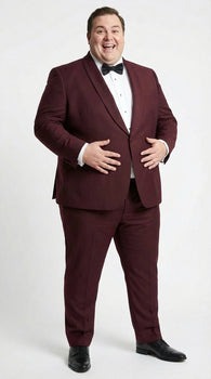 Men's Burgundy and Burgundy Shawl Lapel Tuxedo Suit | Classic Formal Wedding Prom Dinner Jacket Set - Image 3