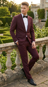 Men's Burgundy and Burgundy Shawl Lapel Tuxedo Suit | Classic Formal Wedding Prom Dinner Jacket Set - Image 6