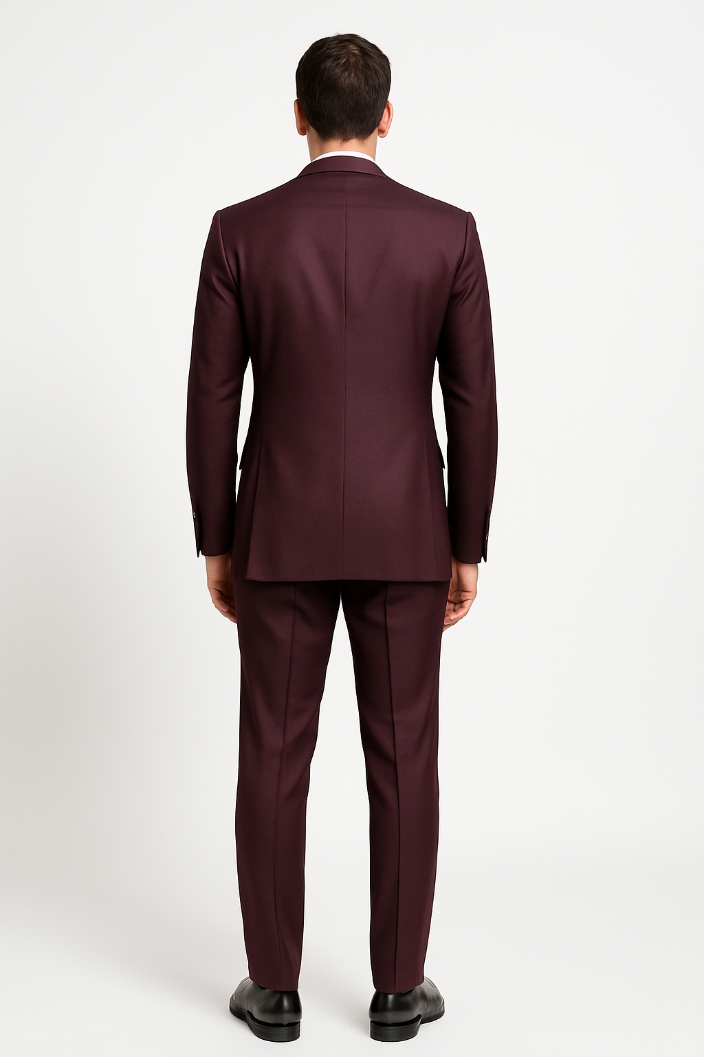 3 Piece Big Peak Lapel Burgundy Suit Vested Wide Leg Pants 1 Button Suit 100% Wool Full Cut Burgundy ~ Wine ~ Vest Maroon Suit - Image 2