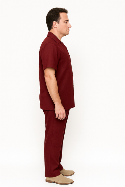 Mens Linen Walking Suit - Burgundy Summer Outfit - Mens Linen Suit - Image 4
