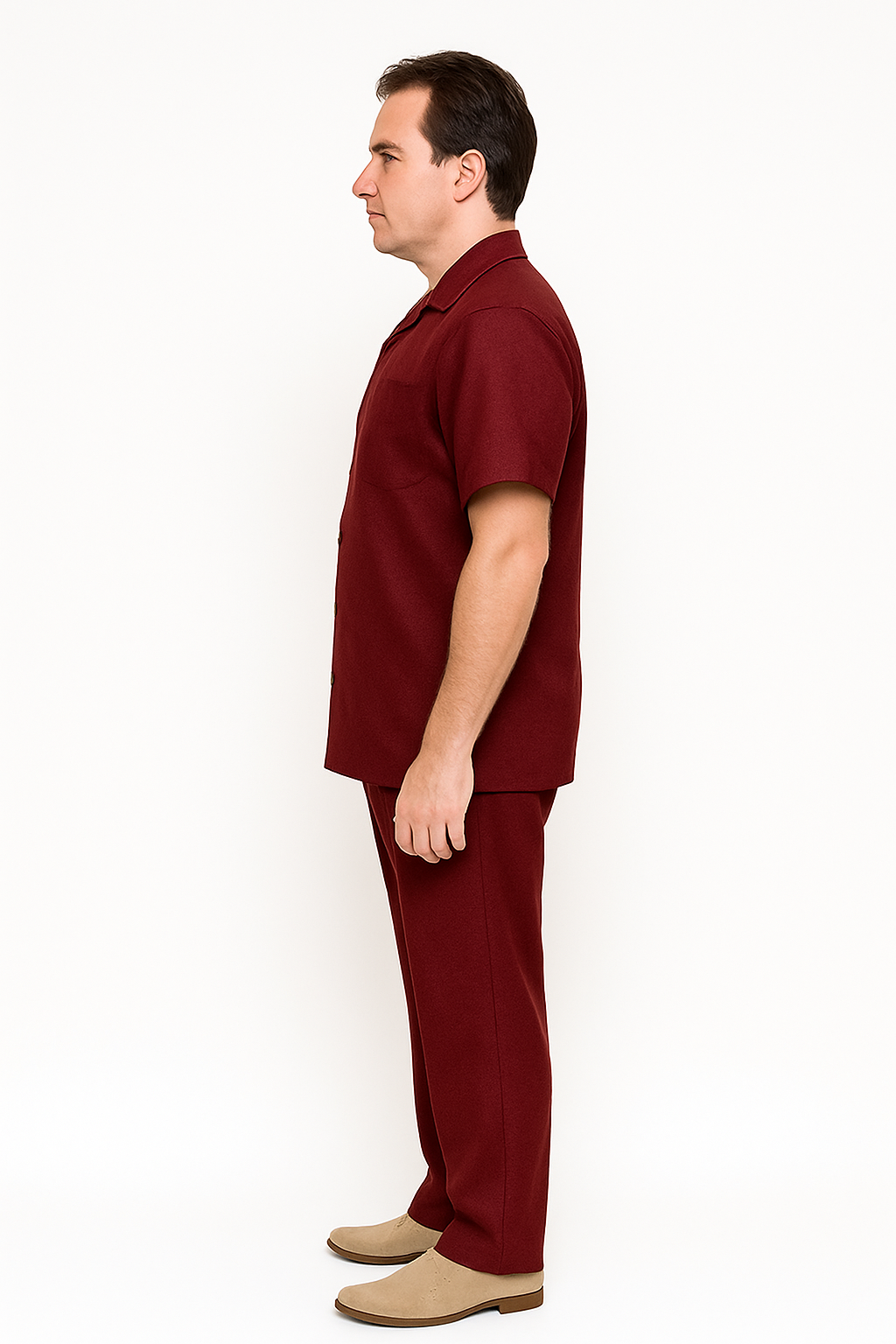 Linen Walking Suit Burgundy Men's Leisure Suit - Image 4