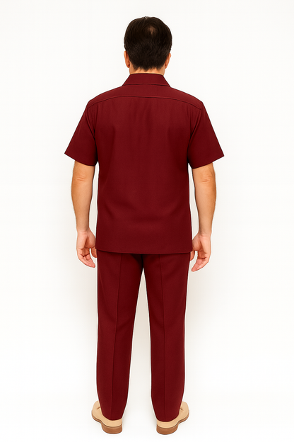 Mens Linen Walking Suit - Burgundy Summer Outfit - Mens Linen Suit - Image 2