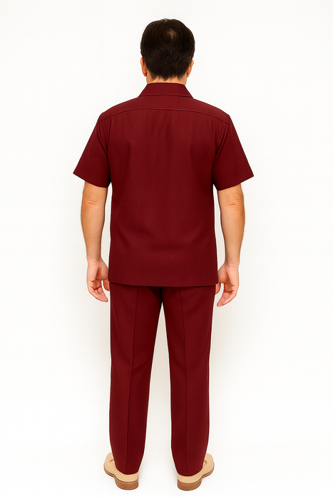 Mens Linen Walking Suit - Burgundy Summer Outfit - Mens Linen Suit