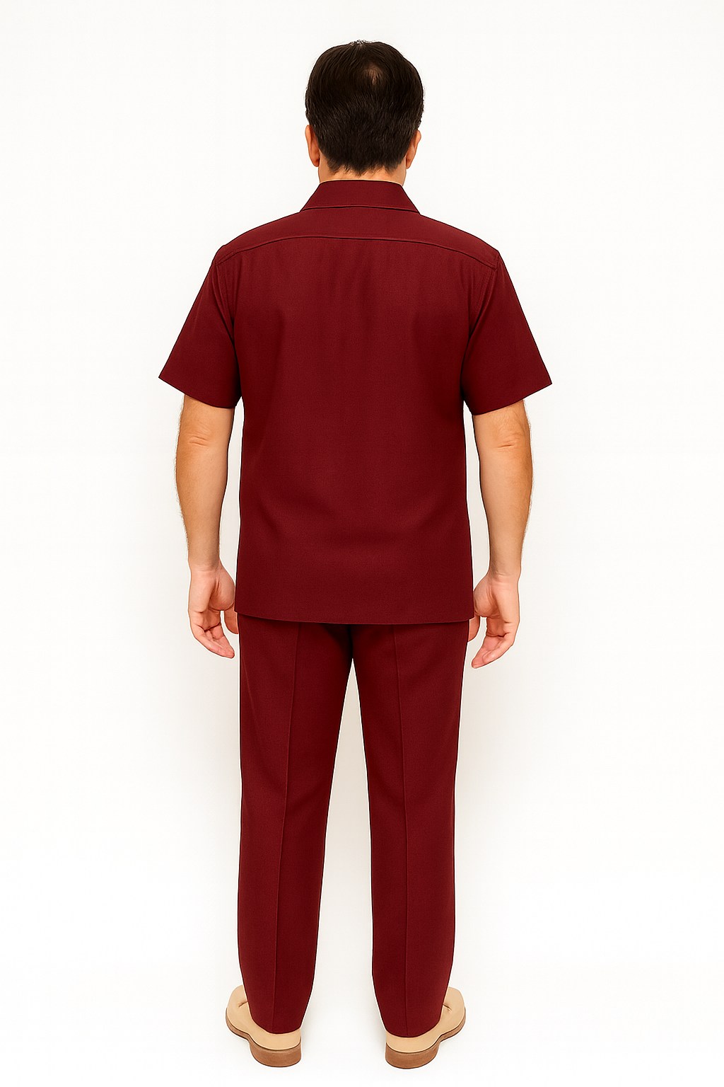 Linen Walking Suit Burgundy Men's Leisure Suit - Image 3
