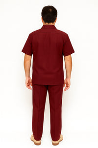 Linen Walking Suit Burgundy Men's Leisure Suit