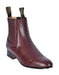 Los Altos Boots Men's Genuine Deer Chelsea Charro Leather Sole Short Boot ~ Botines Para Hombre Burgundy ~ Wine ~ Maroon Color