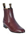 Los Altos Boots Men's Genuine Deer Chelsea Charro Leather Sole Short Boot ~ Botines Para Hombre Burgundy ~ Wine ~ Maroon Color