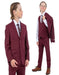 Exclusive Stacy Adams 5pc Boys Suit Solid Slim Fit, Burgundy