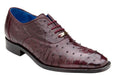 Belvedere Men's Burgundy Ostrich Shoes Hand Made Orlando