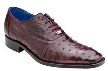 Belvedere Men's Burgundy Ostrich Shoes Hand Made Orlando
