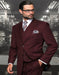Mens Italian Wool Suit Color Burgundy - Men's Designer Vested Modern Fit Wool Wedding & Business Burgundy Suit