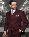 Mens Italian Wool Suit Color Burgundy - Men's Designer Vested Modern Fit Wool Wedding & Business Burgundy Suit
