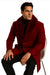 Mens Overcoat With Fur Collar - Burgundy Topcoat - Maroon Wool Fabric Long Coat
