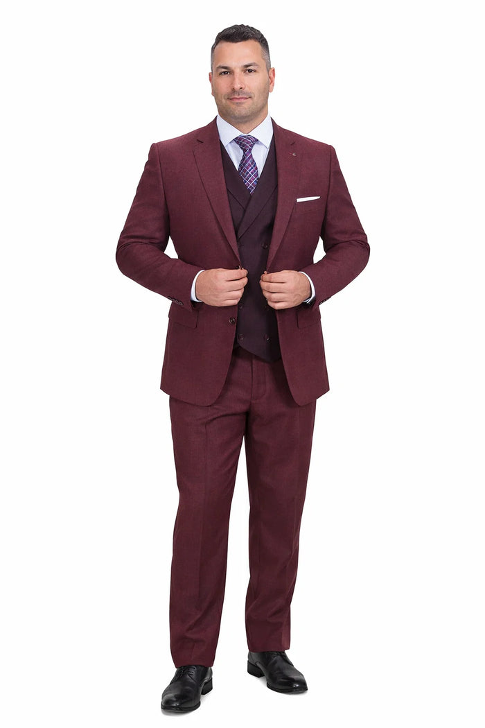 Burgundy Vintage Style Wool Suit