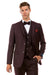 Cheap priced Suit- Men's Two Button Vested Vintage Style Tweed Wedding Burgundy Suit