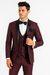 Mens One Button Shawl Lapel Suit Burgundy
