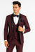 Mens One Button Shawl Lapel Suit Burgundy