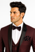 Mens One Button Shawl Lapel Suit Burgundy