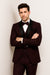Mens One Button Shawl Lapel Suit Burgundy
