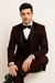 Mens One Button Shawl Lapel Suit Burgundy