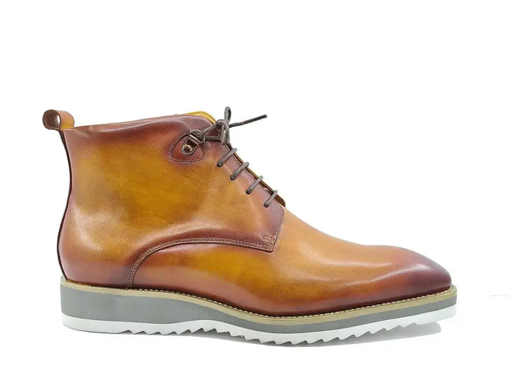 Carrucci Burnished Calfskin Lace-Up Boots - Rich Leather Elegance